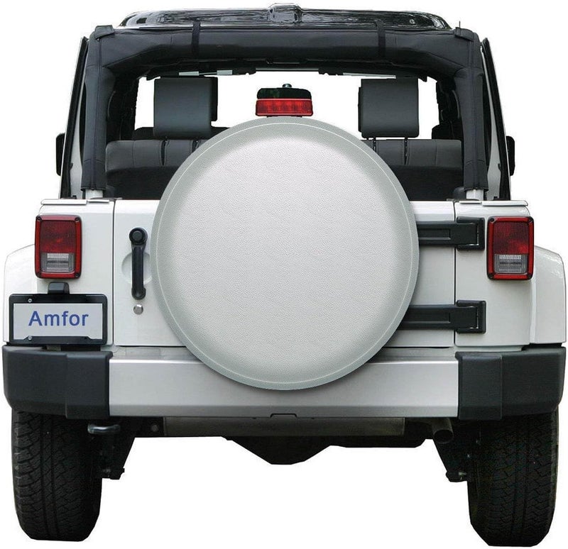 AmFor 32-33 inch Spare Tire Cover, Universal Fit for Jeep, Trailer, RV, SUV, Truck,Tough Tire Wheel Soft Cover Diameter 32" -33", Camper Wheel, Weatherproof Tire Protectors (White) - Image 3